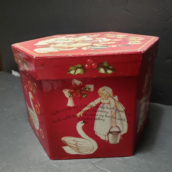 Vintage 12 DAYS Of CHRISTMAS Sugar Balls Ornaments in Decorative Hexagon Box - Picture 11 of 12